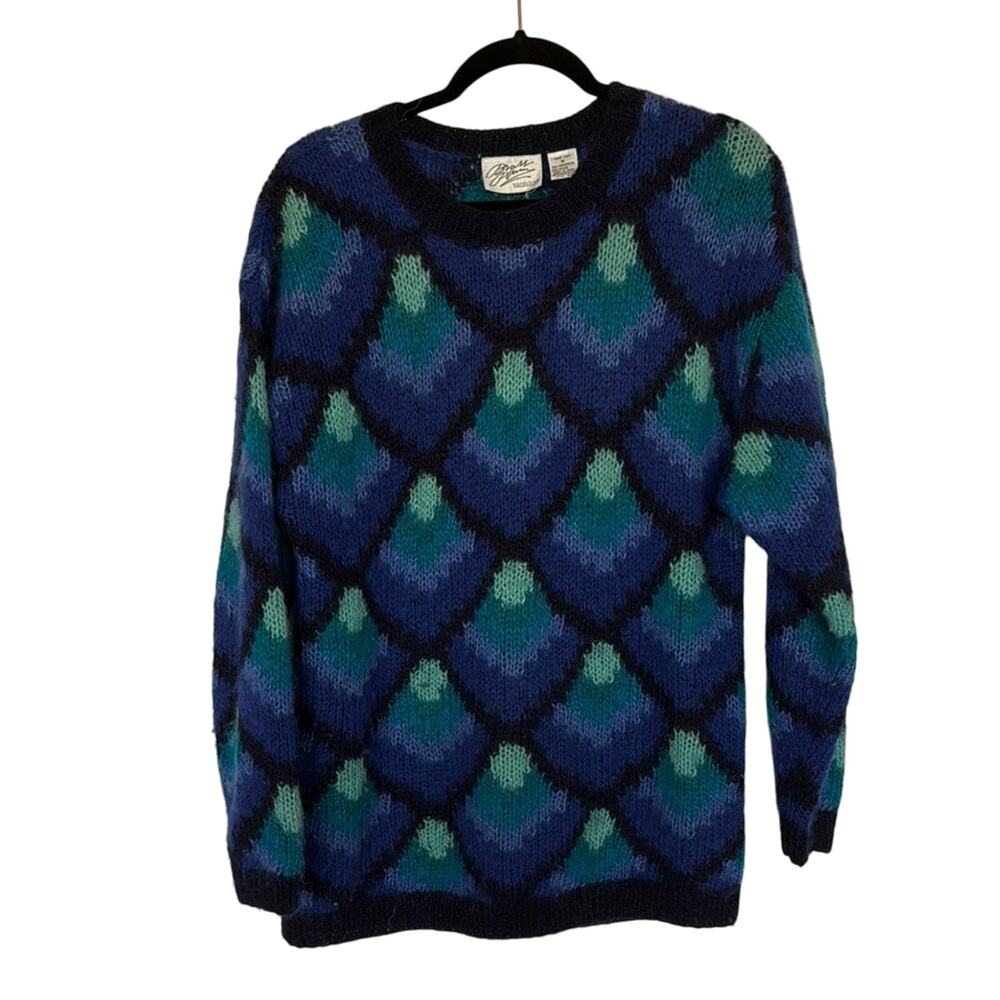 Vintage 1980s Nordstrom/Brass Plum Hand Knit Mohair Blend Sweater, M